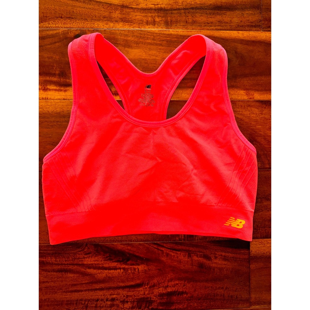 New‎ Balance Women Athletic Sports Bra Racerback Neon Coral XL TC